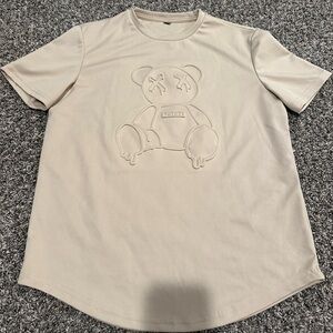 Futur Beige Bear Embossed Short Sleeve Tee